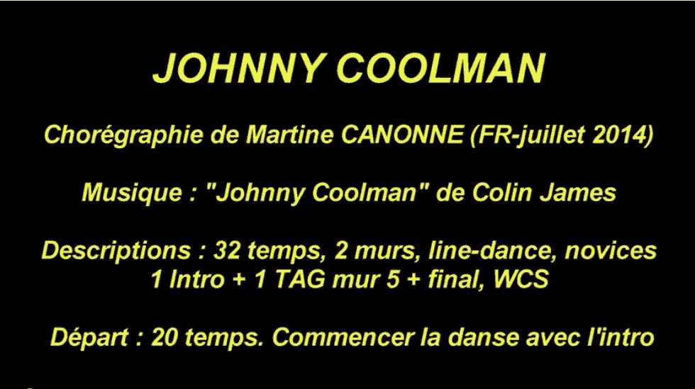 Nouvelle Choré de Martine : Johnny Coolman